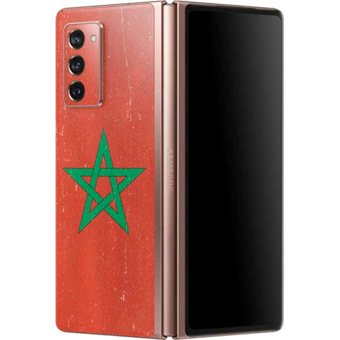 Morocco Flag Distressed Galaxy Z Fold2 5G Skin